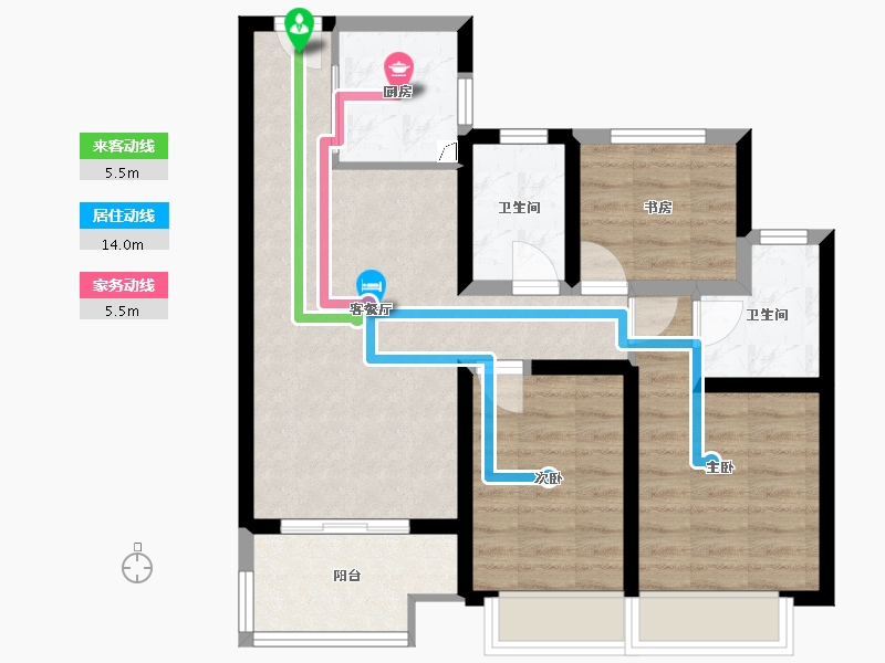 海南省-海口市-宝龙世家c区-80.00-户型库-动静线