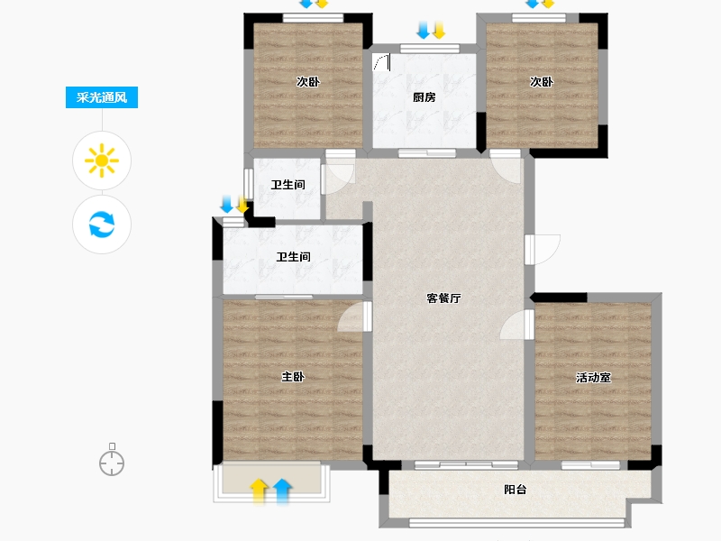 安徽省-蚌埠市-融创·山水宸院-119.00-户型库-采光通风