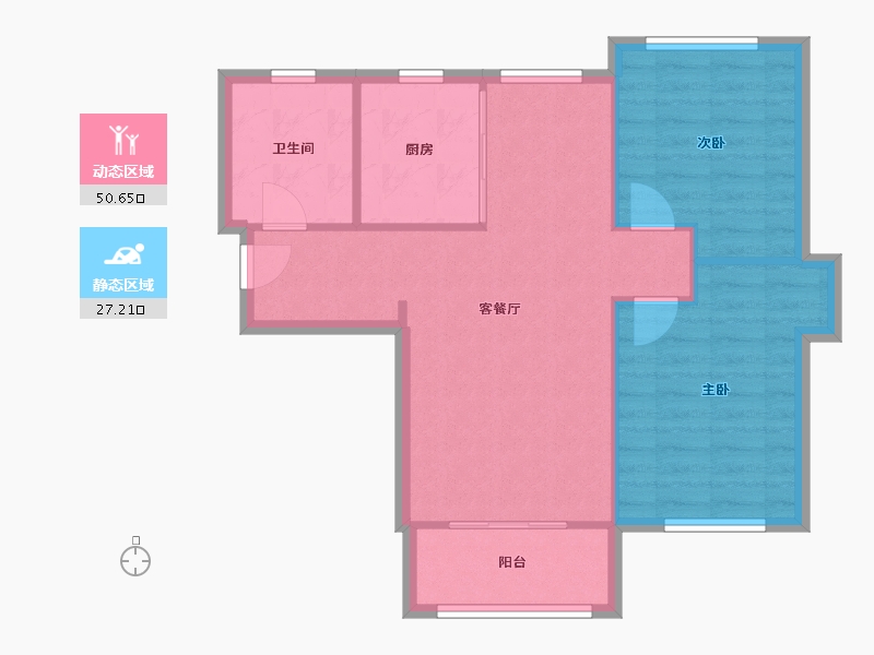 辽宁省-大连市-亿达春田蝶园-71.20-户型库-动静分区