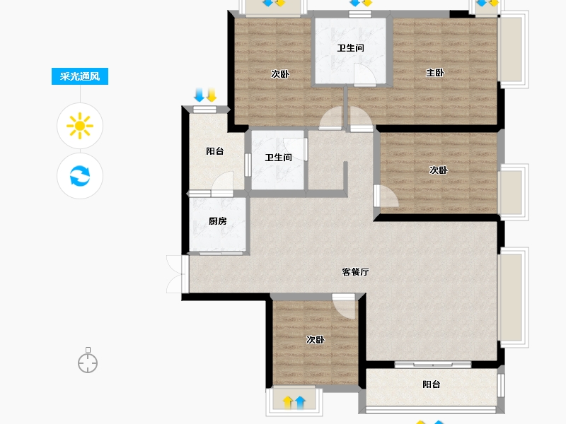 四川省-成都市-天府公园未来城-125.00-户型库-采光通风