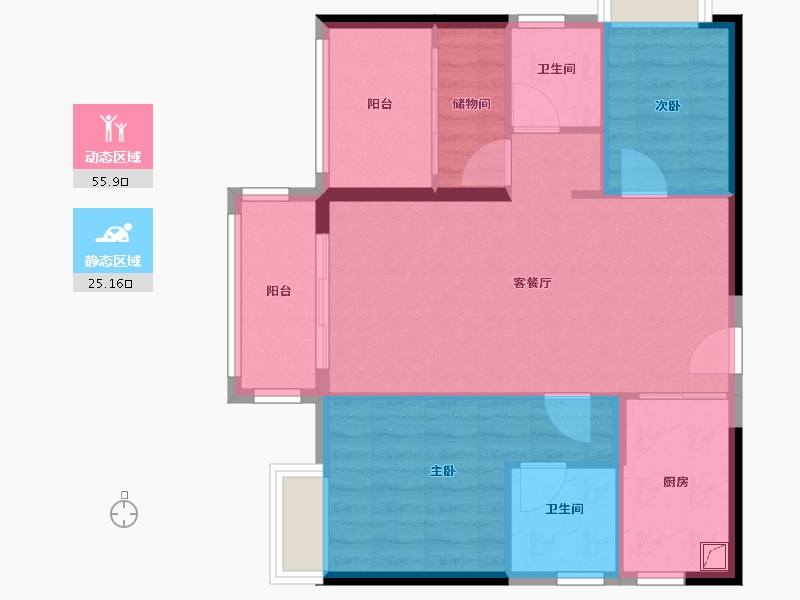 广东省-广州市-品秀星图-73.00-户型库-动静分区