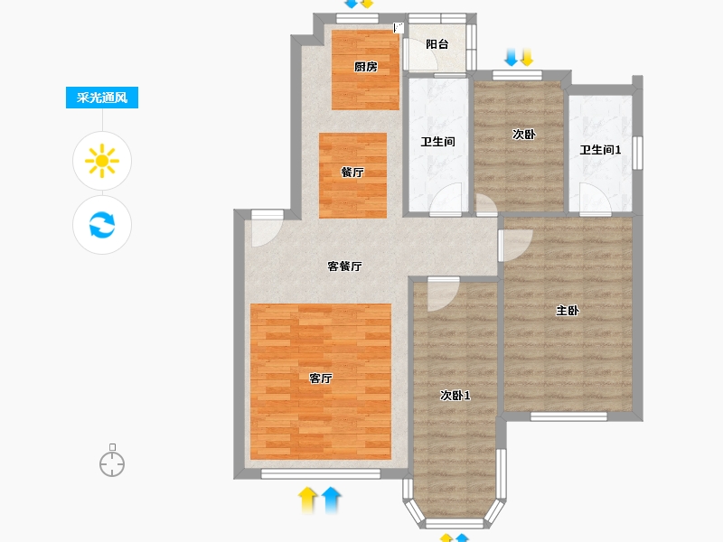 北京-undefined-所有标注尺寸及设施仅供参考，具体以实际交付为准-85.82-户型库-采光通风