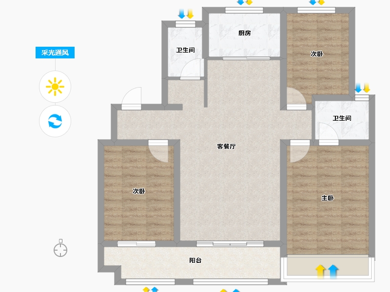 河北省-沧州市-泰和嘉園-100.00-户型库-采光通风