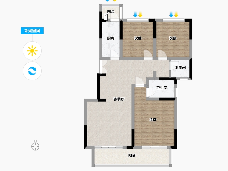 四川省-德阳市-琥珀城-103.00-户型库-采光通风