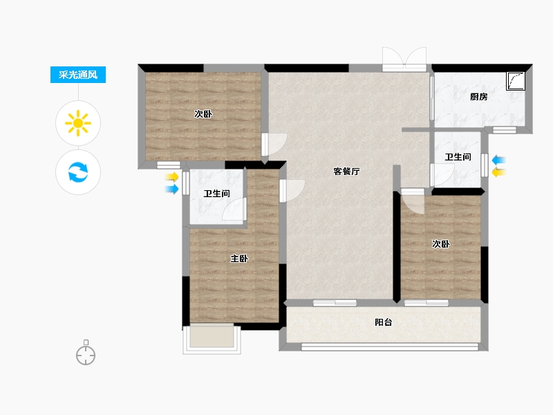 湖南省-湘潭市-长河湾-120.00-户型库-采光通风