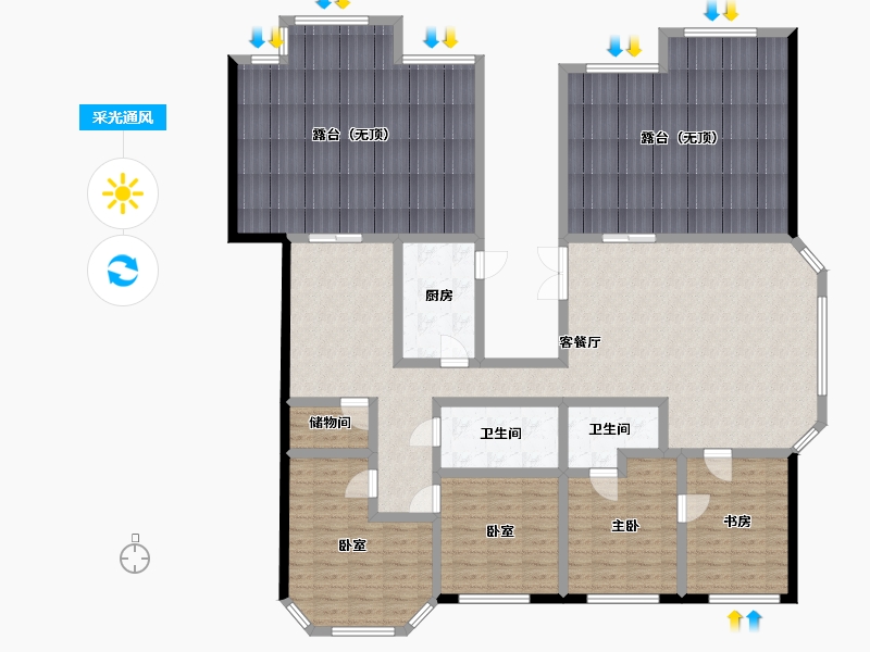 天津-天津市-翠湖温泉花园-193.00-户型库-采光通风