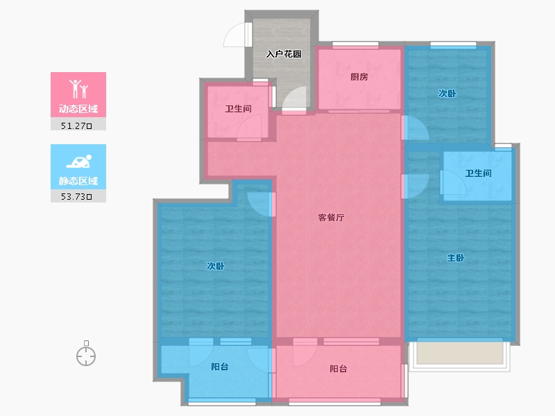 山东省-济宁市-龙城公馆-98.00-户型库-动静分区