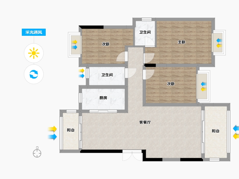 江西省-宜春市-帝景龙湖-103.99-户型库-采光通风