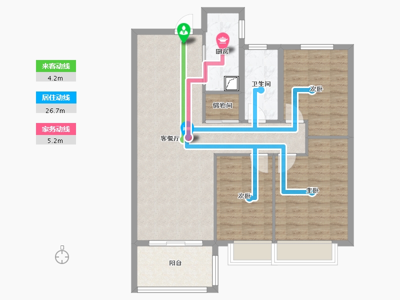 安徽省-淮北市-淮北港利文庭雅苑-85.00-户型库-动静线