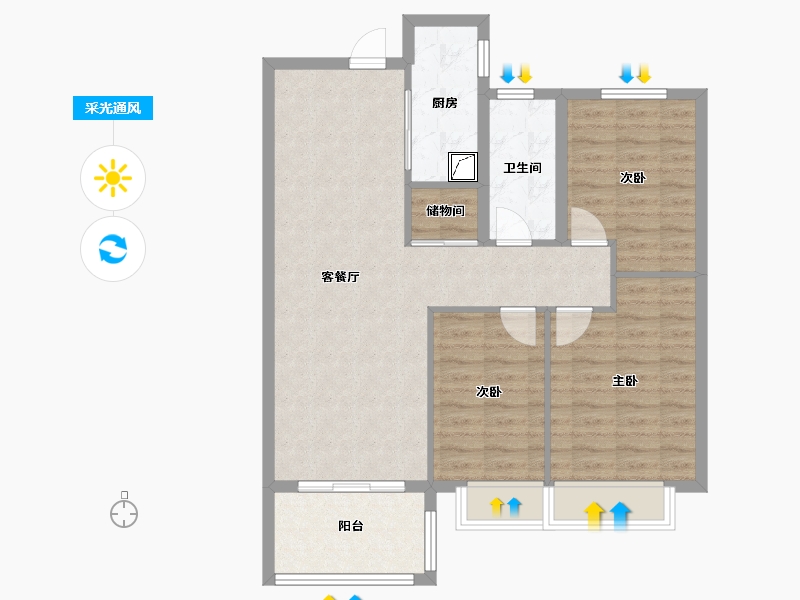 安徽省-淮北市-淮北港利文庭雅苑-85.00-户型库-采光通风