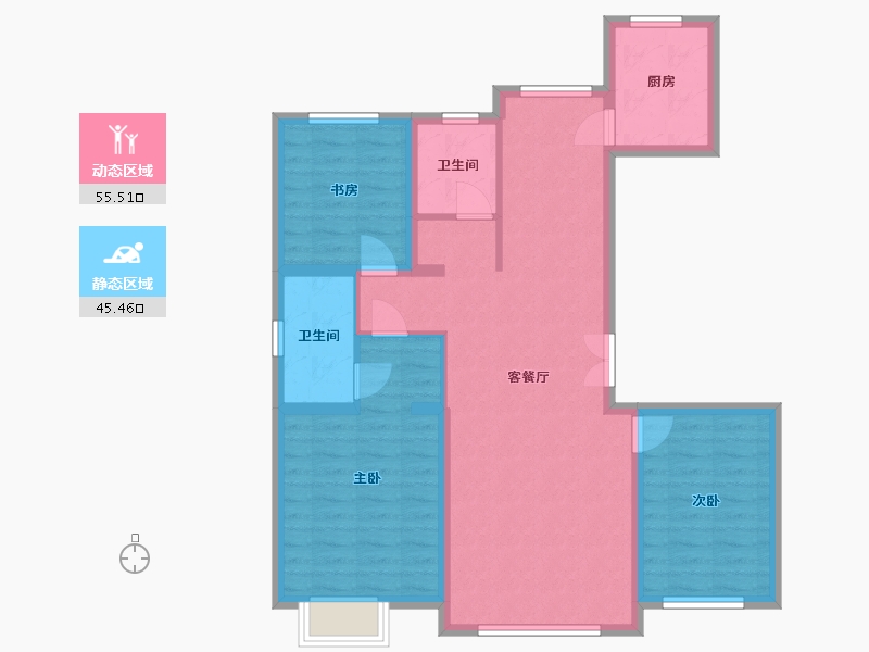 内蒙古自治区-乌兰察布市-翰林学府-102.43-户型库-动静分区