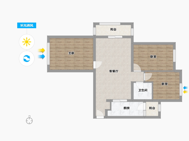 河北省-廊坊市-孔雀·英国宫-1期-79.71-户型库-采光通风