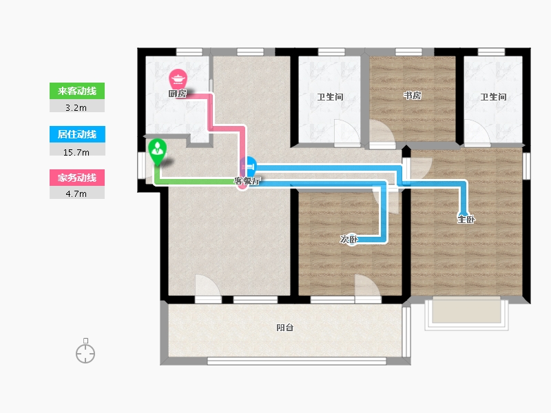 山东省-青岛市-鲁昊棠琳湾一期-93.00-户型库-动静线