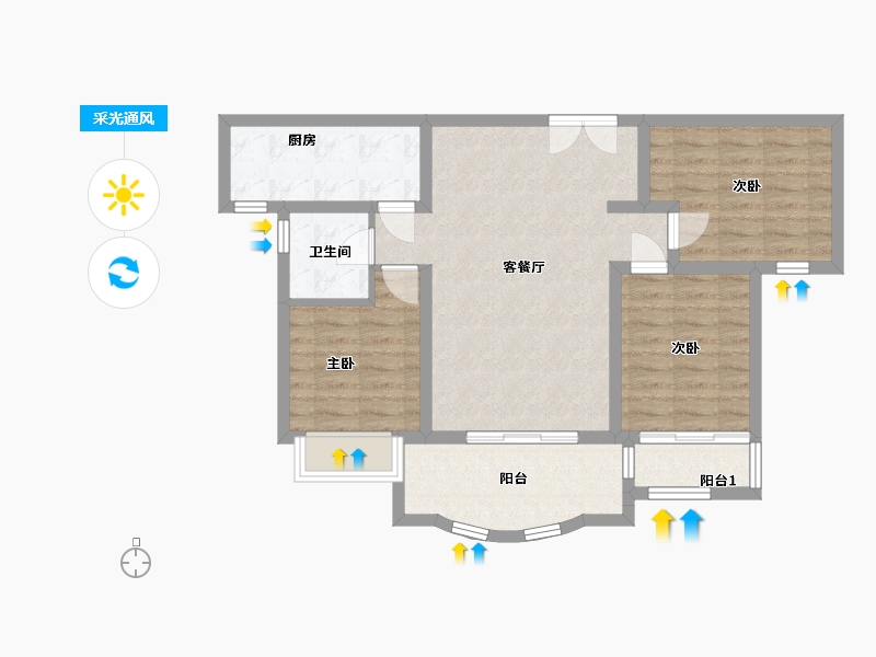 河北省-保定市-鹏洲丽城-80.00-户型库-采光通风