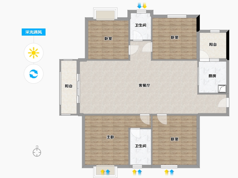 福建省-泉州市-御璟花园-140.00-户型库-采光通风