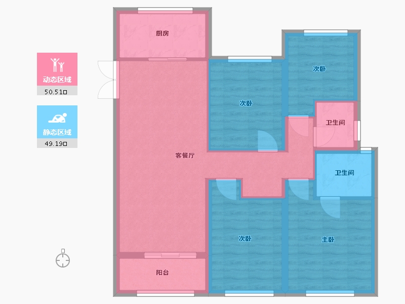 浙江省-温州市-南塘府-90.00-户型库-动静分区