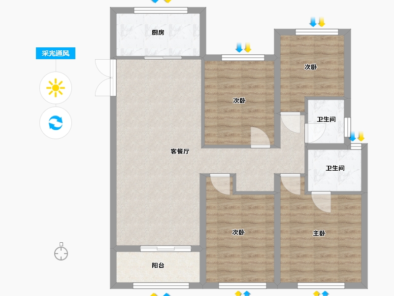 浙江省-温州市-南塘府-90.00-户型库-采光通风