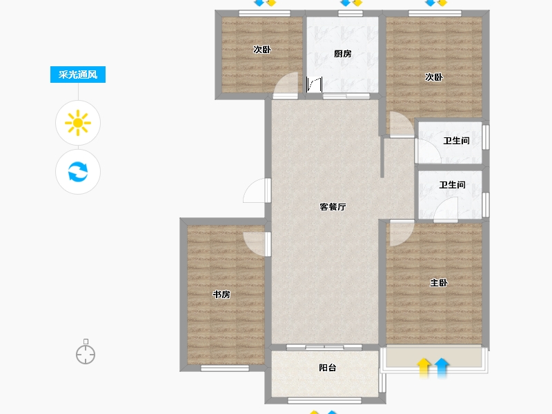 河南省-新乡市-碧桂园锦绣华府-117.00-户型库-采光通风