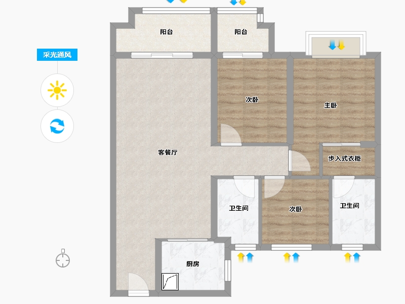 湖北省-武汉市-首地云梦台-90.00-户型库-采光通风