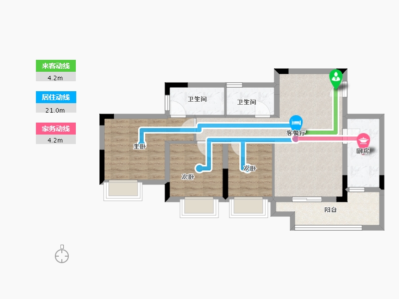 重庆-重庆市-东原江上印月-75.00-户型库-动静线