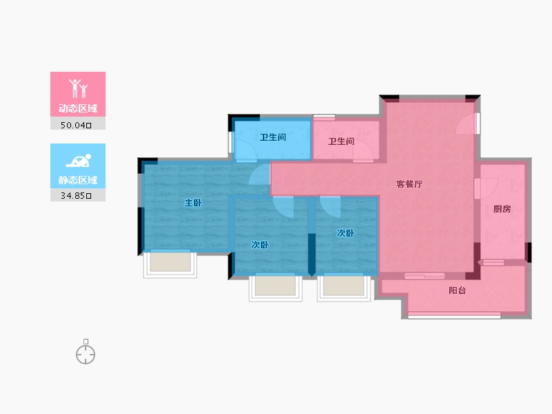 重庆-重庆市-东原江上印月-75.00-户型库-动静分区