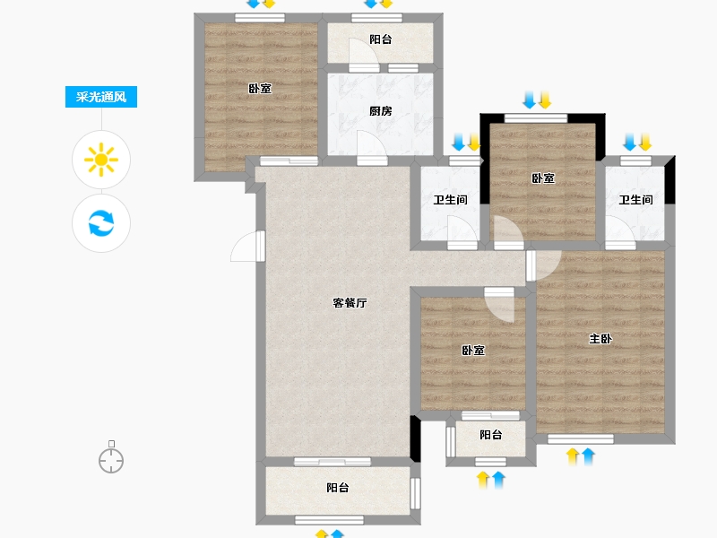 四川省-广安市-帝谷公园城-106.36-户型库-采光通风