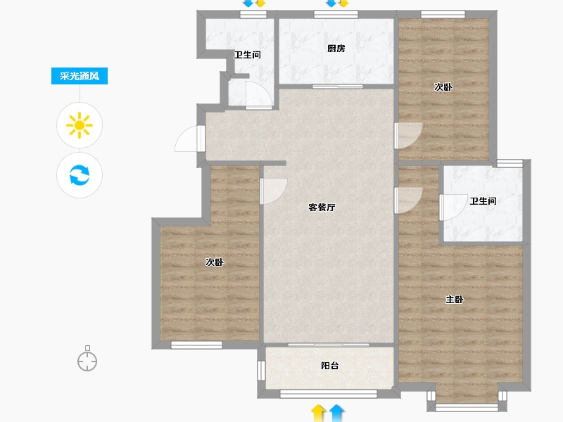 天津-天津市-吉宝季景兰庭-104.00-户型库-采光通风