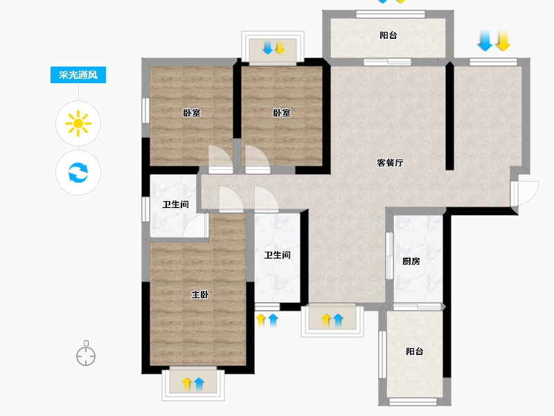 广西壮族自治区-玉林市-永坚·欢乐颂-108.87-户型库-采光通风