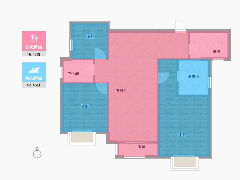 河北省-衡水市-盛世桃城-3区-83.50-户型库-动静分区