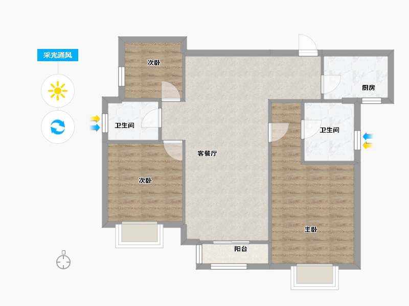 河北省-衡水市-盛世桃城-3区-83.50-户型库-采光通风