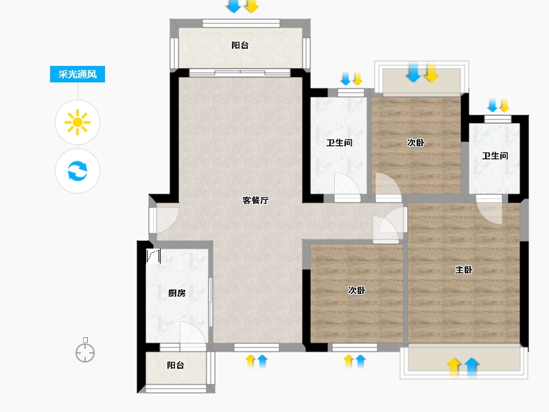 贵州省-遵义市-保利未来城市四街区-91.00-户型库-采光通风