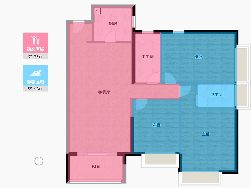 海南省-海口市-华润中心悦府-125.00-户型库-动静分区