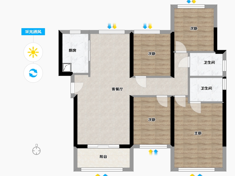 福建省-福州市-中海锦江城-88.30-户型库-采光通风