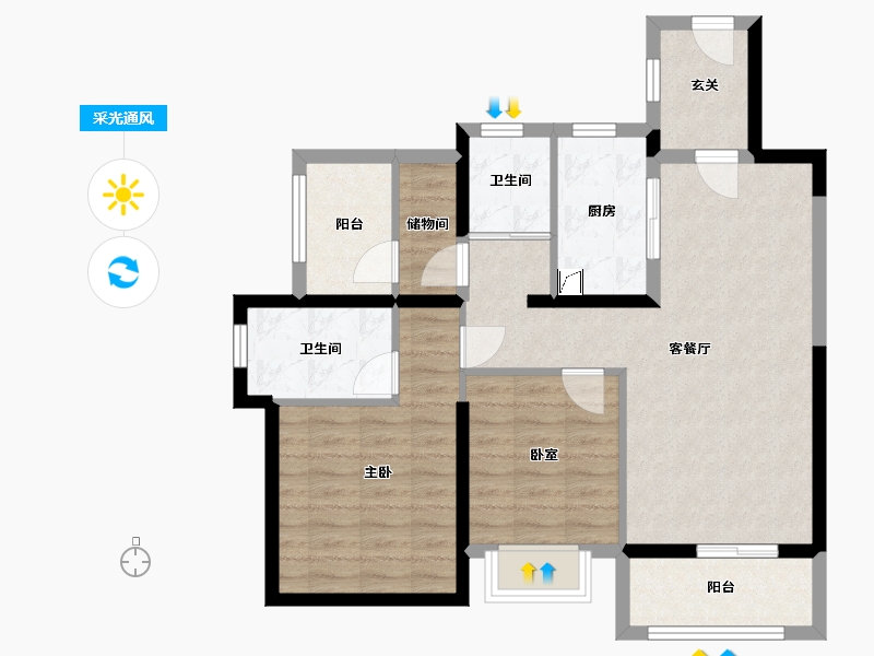 广东省-中山市-中山华发观山水花园-80.00-户型库-采光通风