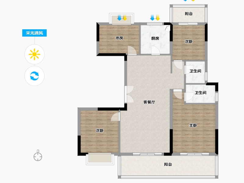 安徽省-阜阳市-厚基·锦华府-124.00-户型库-采光通风