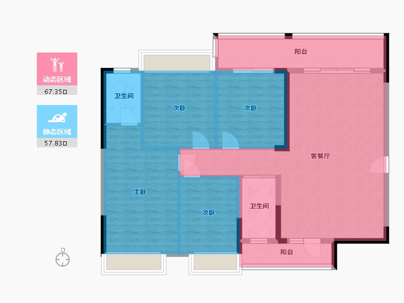 湖南省-怀化市-金水岸现代城-130.00-户型库-动静分区