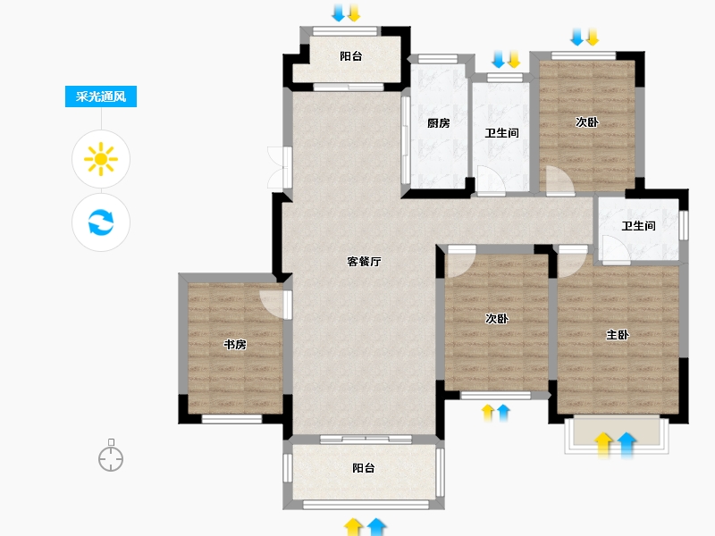 安徽省-蚌埠市-龙门悦府-116.00-户型库-采光通风