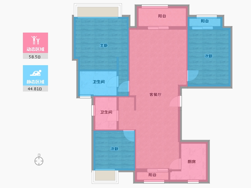 上海-上海市-陆家嘴广场-127.00-户型库-动静分区