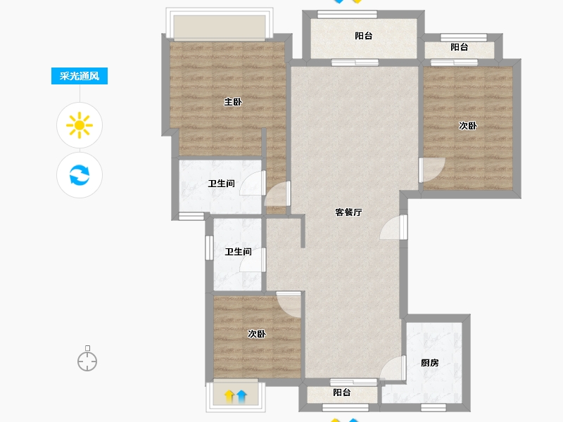 上海-上海市-陆家嘴广场-127.00-户型库-采光通风