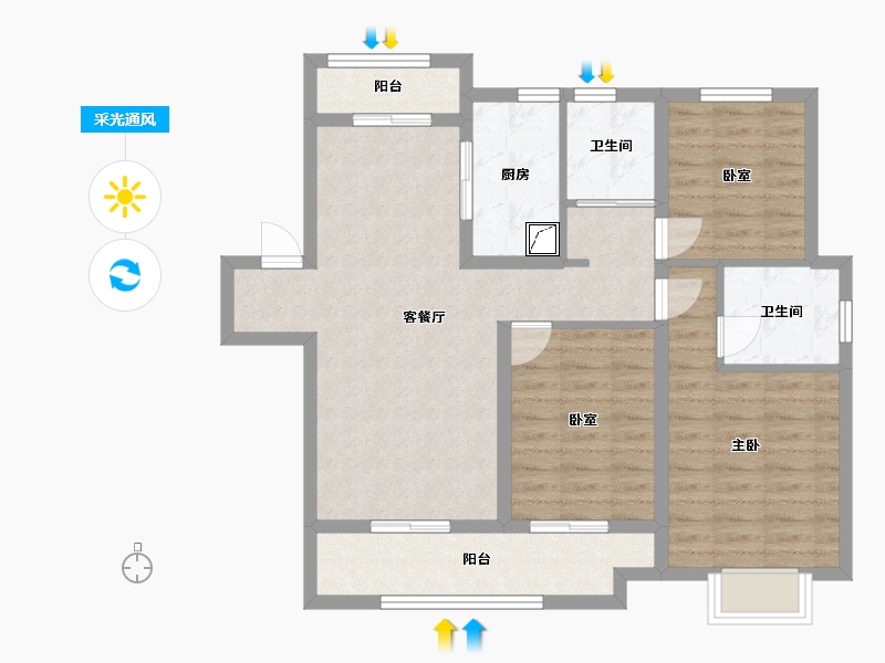 安徽省-滁州市-珑璟台-107.00-户型库-采光通风