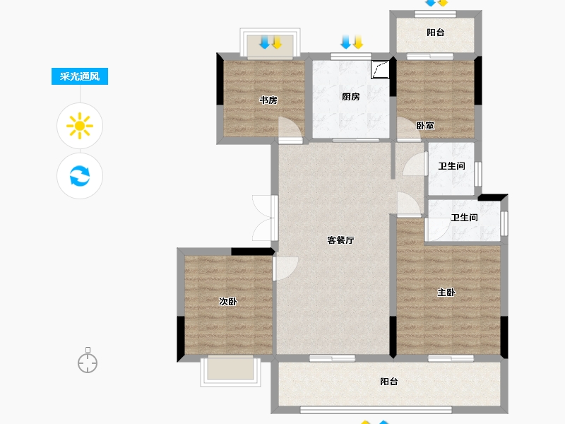 安徽省-阜阳市-厚基·锦华府-96.00-户型库-采光通风