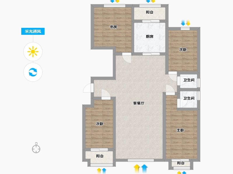 山东省-潍坊市-城投·奥文公馆-135.00-户型库-采光通风