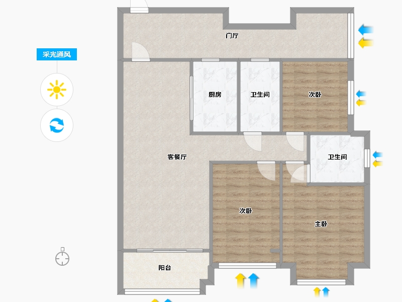 广东省-佛山市-乐添·星际半岛-102.30-户型库-采光通风