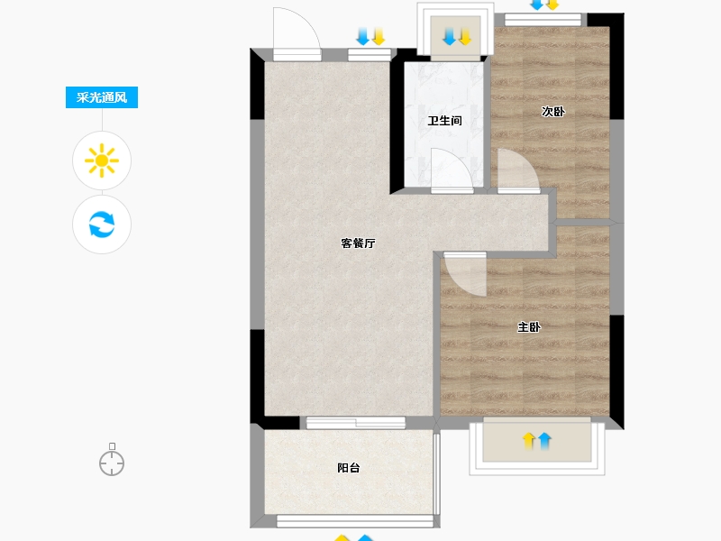 福建省-福州市-禹洲融信·CONE玺湾-47.00-户型库-采光通风