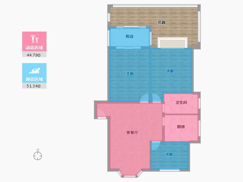 浙江省-杭州市-香樟公寓-72.00-户型库-动静分区