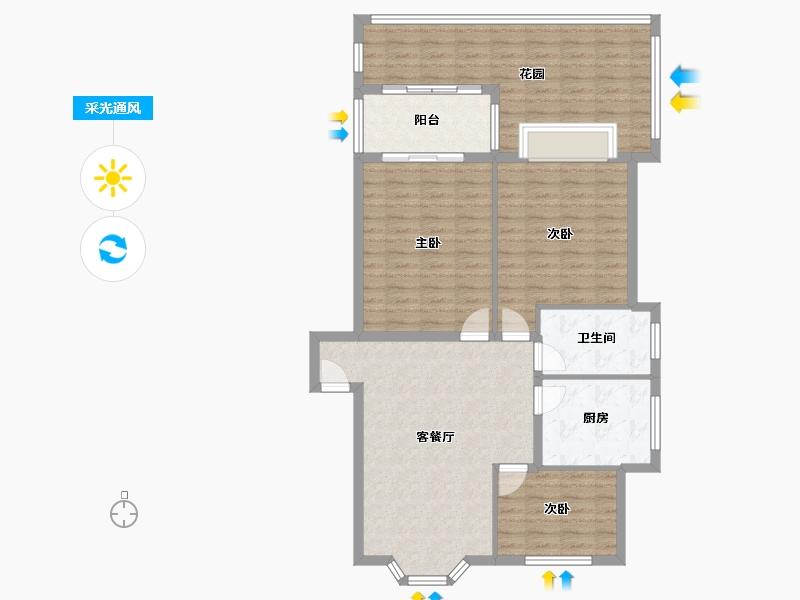 浙江省-杭州市-香樟公寓-72.00-户型库-采光通风