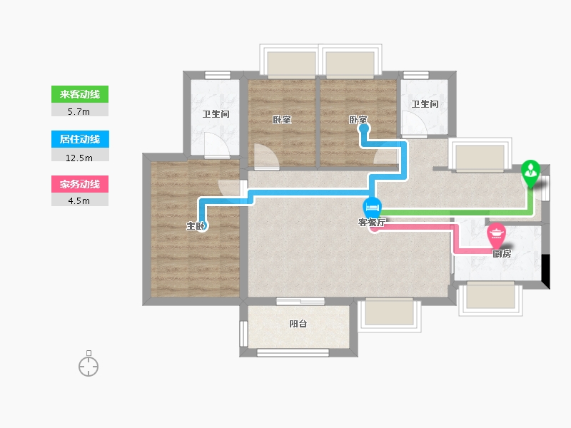 广东省-东莞市-珠江万科城-95.00-户型库-动静线