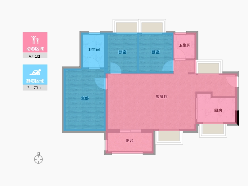 广东省-东莞市-珠江万科城-95.00-户型库-动静分区