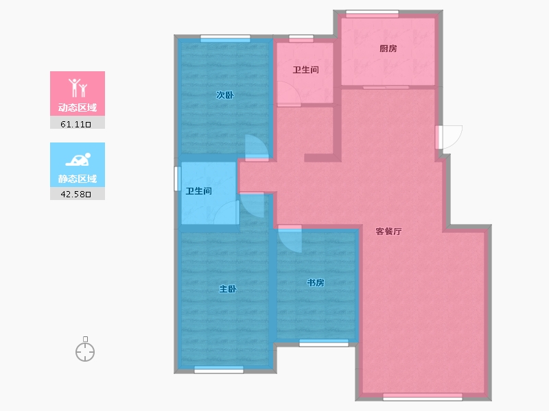 辽宁省-葫芦岛市-瑞州佳苑-105.13-户型库-动静分区