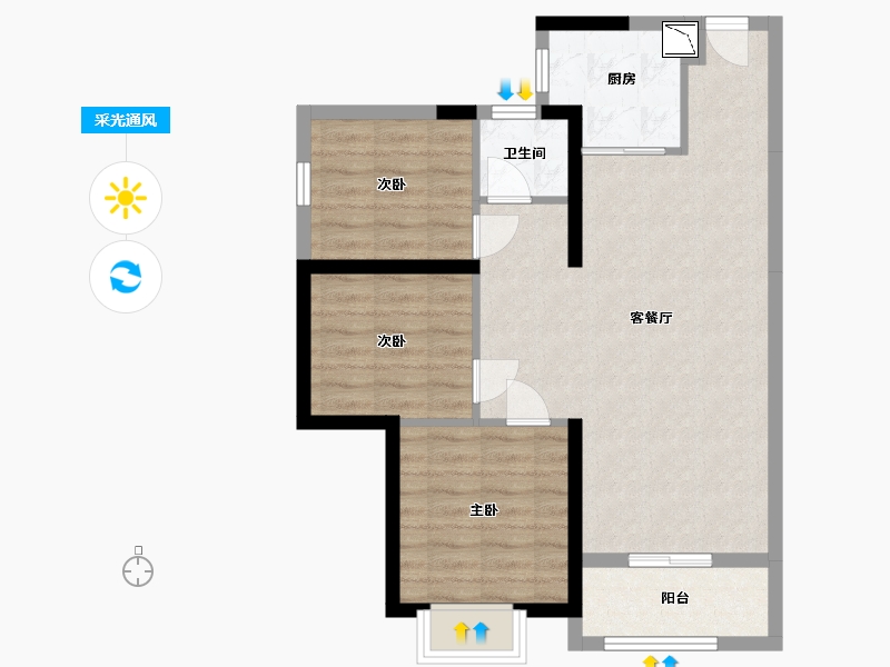 广东省-惠州市-壹城峰荟-71.24-户型库-采光通风